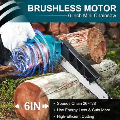 ⚡50% OFF NOW ! 🌳6-inch Cordless Mini Chainsaw with 2 Batteries🌲