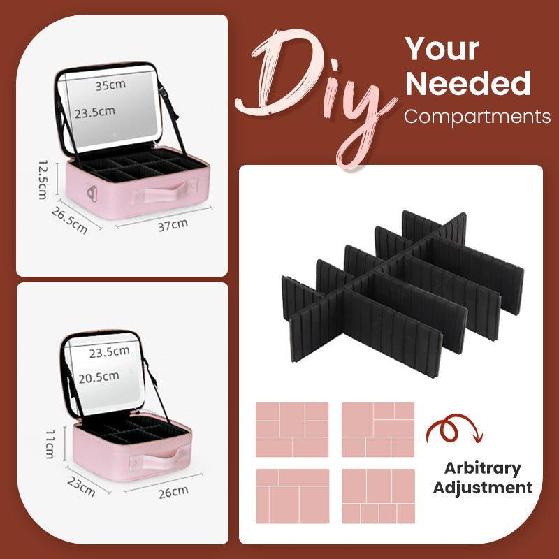 💄Flawless Makeup Anywhere – Portable LED Mirror Makeup Bag!✨