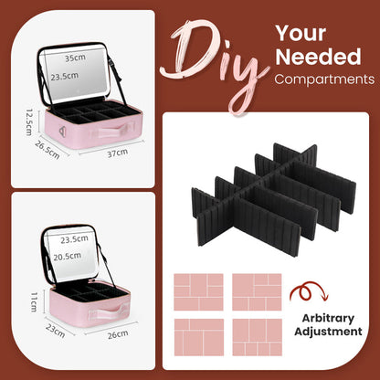 💄Flawless Makeup Anywhere – Portable LED Mirror Makeup Bag!✨
