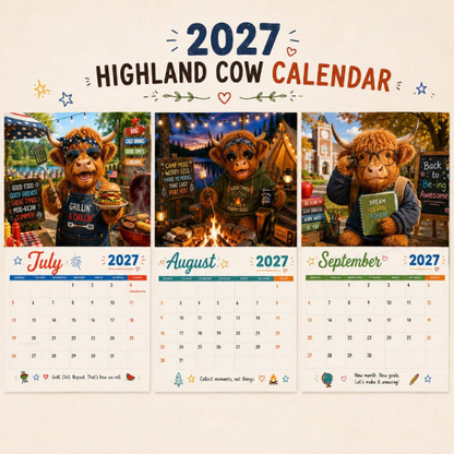 🔥Hot Sale Only￡8.99！✨🎁2027 Funny HighlandCows Wall Calendar |A4Hanging Calendar