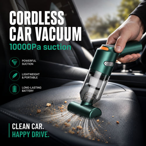 🚗50% OFF NOW ! 💨10000Pa Cordless Handheld Vacuum – Washable Filter & Multi-Nozzle Kit, Portable Powerful Suction Car & Home Cleaner