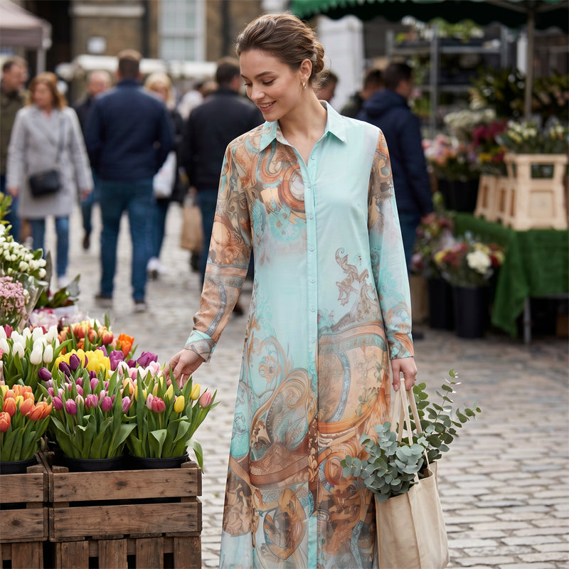 👗 50% OFF NOW! 🎁 Elegant Retro Print Maxi Dress – Boho V-neck & button-down – Flowy, breathable – perfect for beach holidays or summer elegance 🌸✨