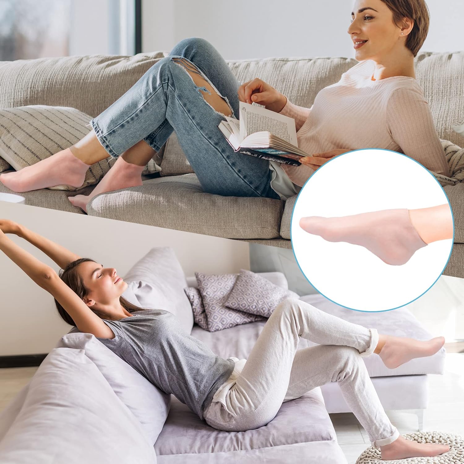 ✨ 50% OFF! Moisturizing Foot Mask Socks – Silicone gel locks in moisture, releases plant oils. Softens cracks & rough skin – wear with shoes for all‑day care! 🌿🧦