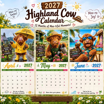 🔥Hot Sale Only￡8.99！✨🎁2027 Funny HighlandCows Wall Calendar |A4Hanging Calendar