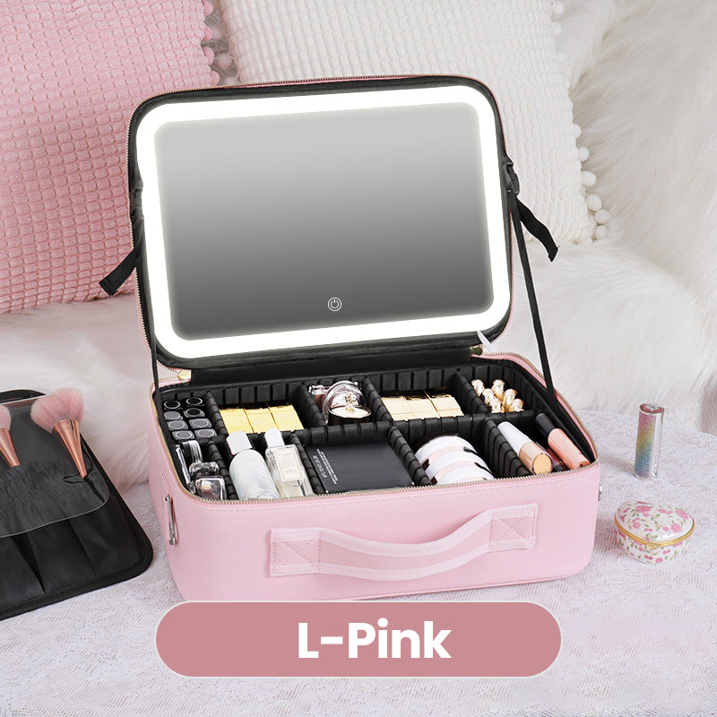 💄Flawless Makeup Anywhere – Portable LED Mirror Makeup Bag!✨