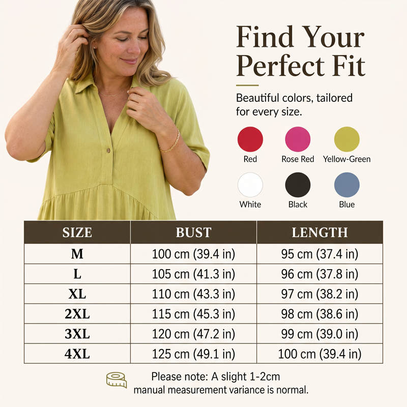 🌸 50% OFF NOW! 🌸Solid Color Comfort Lapel Button Dress