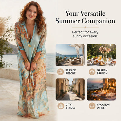 👗 50% OFF NOW! 🎁 Elegant Retro Print Maxi Dress – Boho V-neck & button-down – Flowy, breathable – perfect for beach holidays or summer elegance 🌸✨