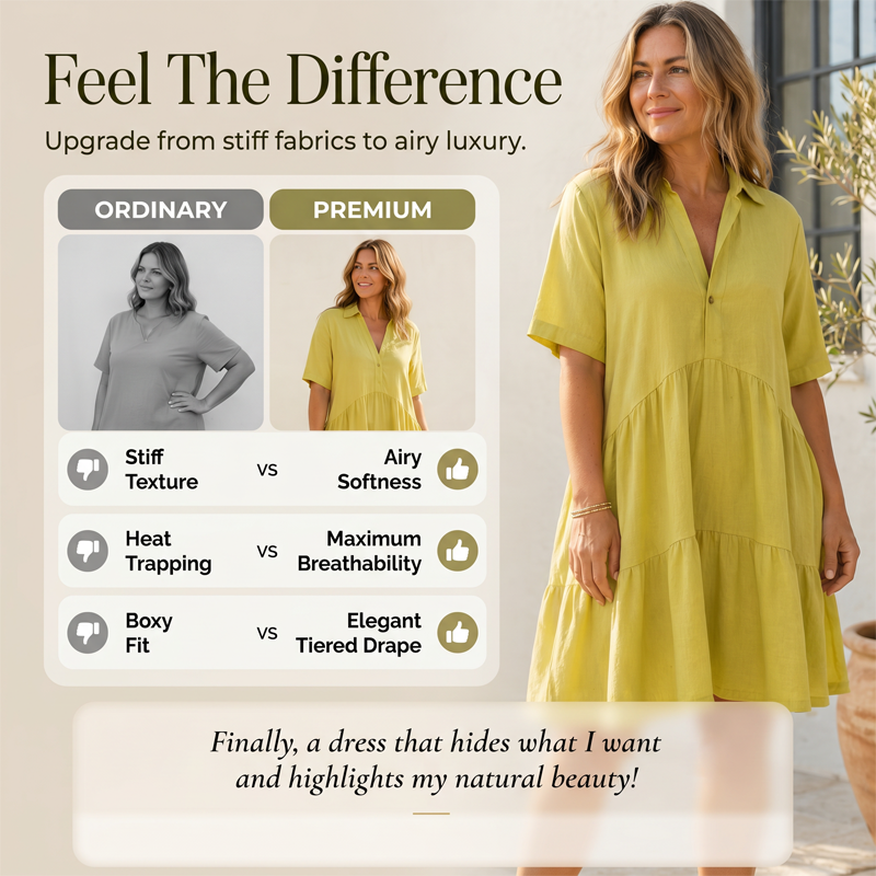 🌸 50% OFF NOW! 🌸Solid Color Comfort Lapel Button Dress