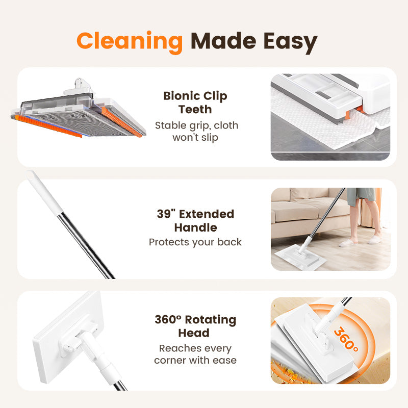 🔥Last Day Sales 70% OFF🧹Disposable Dust Mop with 4 Reusable Cloths💦