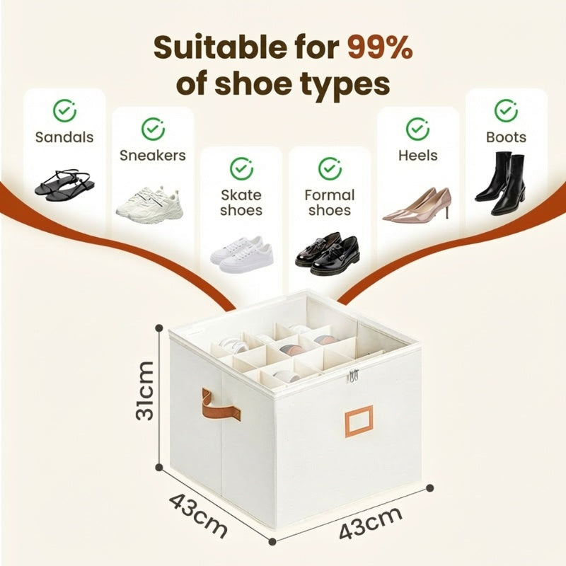 ⏰🔥 LIMITED TIME 50% OFF! 👟 Fabric Shoe Organiser Storage Box – Foldable, Large Capacity, Dustproof & Breathable for Closets & Bedrooms 🧺✨