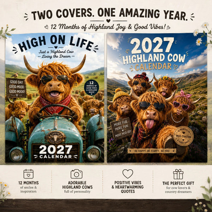 🔥Hot Sale Only￡8.99！✨🎁2027 Funny HighlandCows Wall Calendar |A4Hanging Calendar