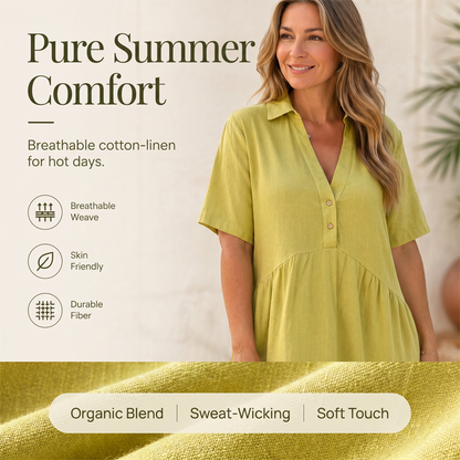 🌸 50% OFF NOW! 🌸Solid Color Comfort Lapel Button Dress