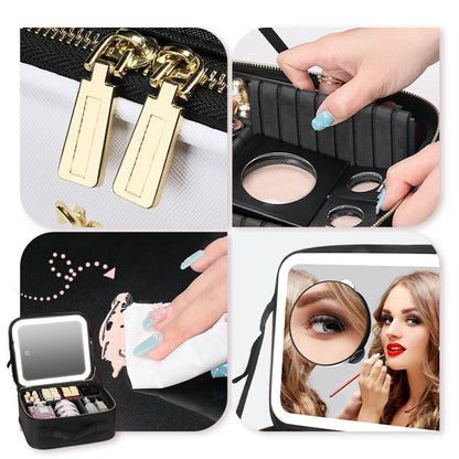💄Flawless Makeup Anywhere – Portable LED Mirror Makeup Bag!✨