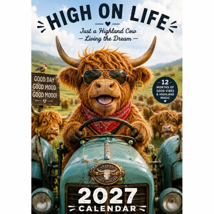 🔥Hot Sale Only￡8.99！✨🎁2027 Funny HighlandCows Wall Calendar |A4Hanging Calendar