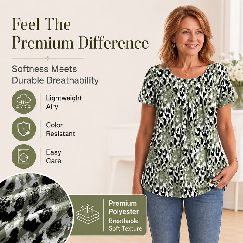 👚Women's Casual Printed Round Neck Short Sleeve Top