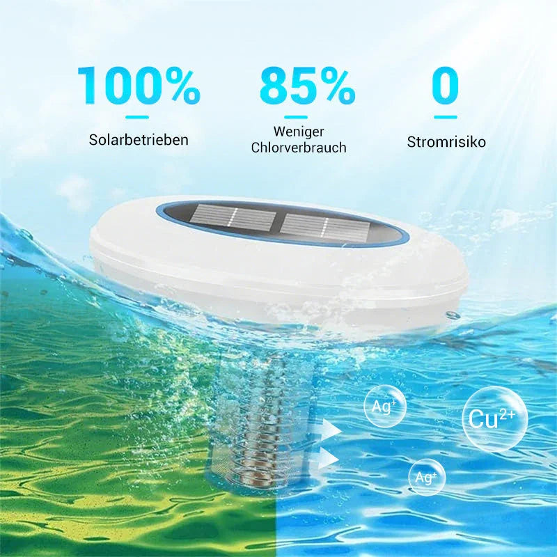 🏊‍♀️ 50% OFF NOW ! 💧NO MORE HARSH CHLORINE! Solar Pool Ionizer | Solar-powered copper-silver ion sanitizer, cuts chlorine by up to 85%, inhibits algae & bacteria, gentle on skin/eyes, just float in pool for crystal clean water🏖️