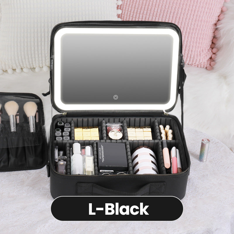 💄Flawless Makeup Anywhere – Portable LED Mirror Makeup Bag!✨