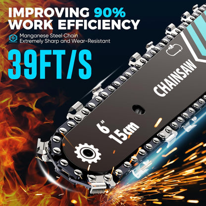 ⚡50% OFF NOW ! 🌳6-inch Cordless Mini Chainsaw with 2 Batteries🌲