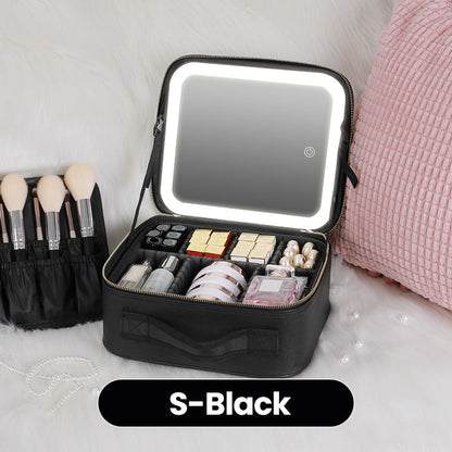 💄Flawless Makeup Anywhere – Portable LED Mirror Makeup Bag!✨