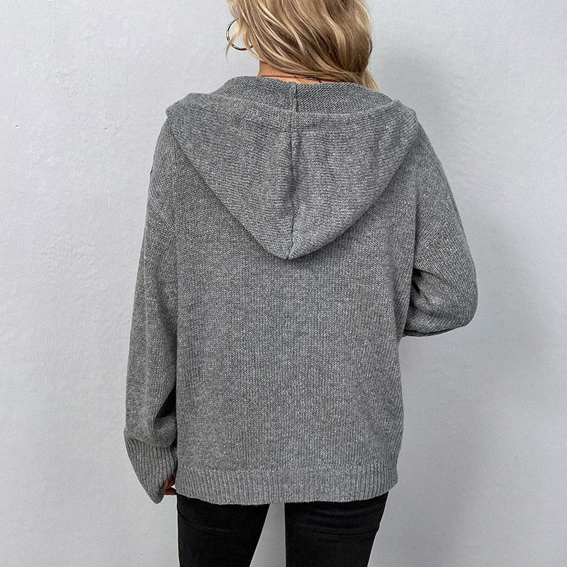 🏆LAST DAY SALE 50% OFF🔥Women's Autumn Knit Drawstring Hooded Coat