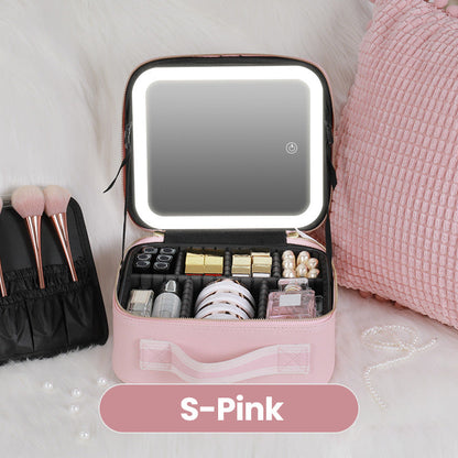 💄Flawless Makeup Anywhere – Portable LED Mirror Makeup Bag!✨