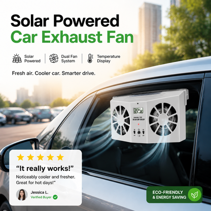🥳2026 HOT SALE🥳🚗 50% OFF! 🚗Solar Car Exhaust Fan – Dual turbo fans expel hot air fast. Solar‑powered, no wiring. Real‑time temp display. Step into a cool car! 🌬️✨