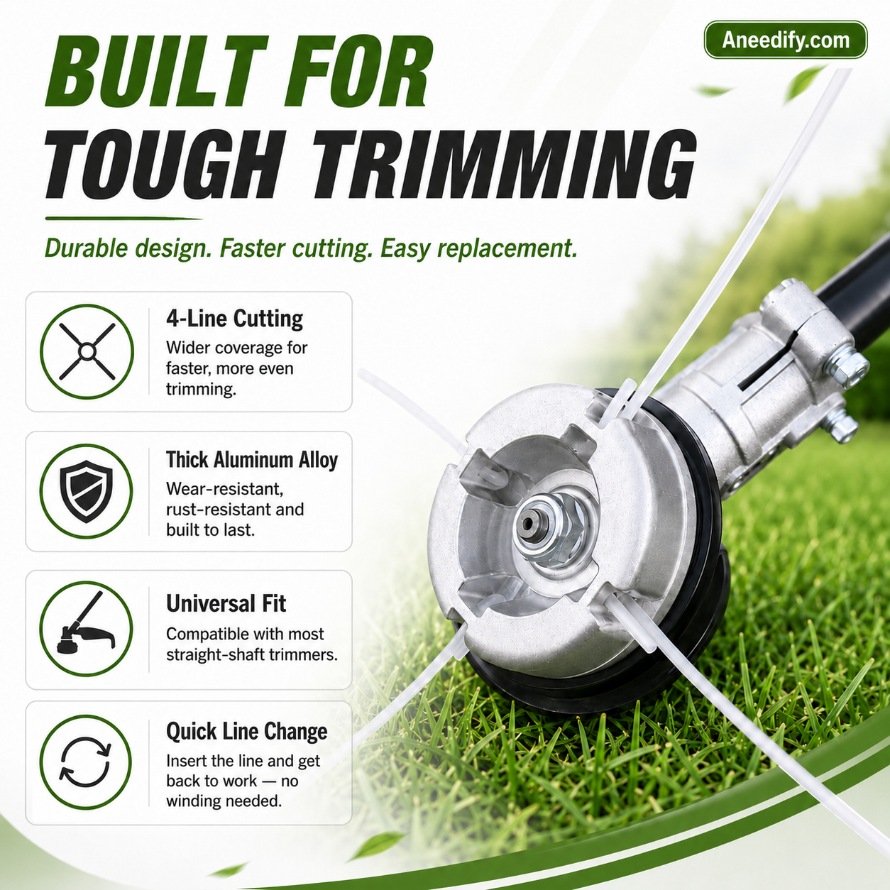 ⚙️ 50% OFF NOW! 🌿 Aluminum Trimmer Head – 4-Line Cutting & Universal Fit – Heavy-Duty & Easy Line Replacement 🏡