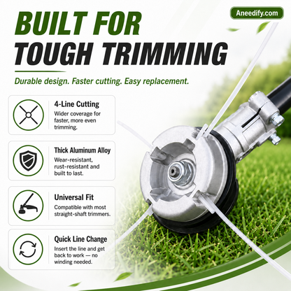 ⚙️ 50% OFF NOW! 🌿 Aluminum Trimmer Head – 4-Line Cutting & Universal Fit – Heavy-Duty & Easy Line Replacement 🏡