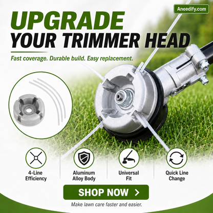 ⚙️ 50% OFF NOW! 🌿 Aluminum Trimmer Head – 4-Line Cutting & Universal Fit – Heavy-Duty & Easy Line Replacement 🏡
