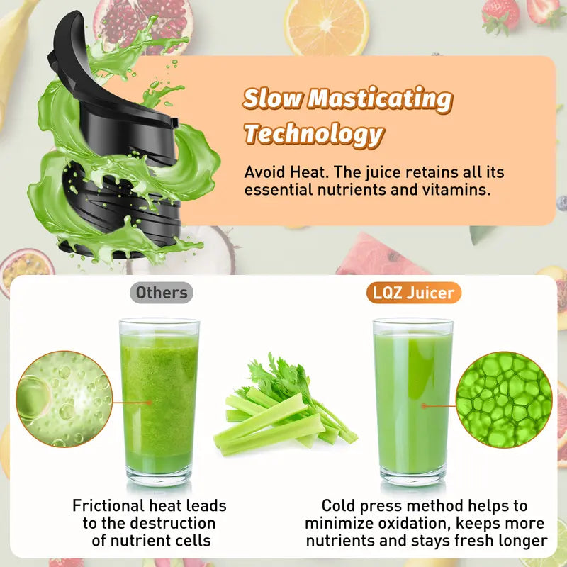 LQZ 350W Cold Press Juicer - 5.4" Wide Chute