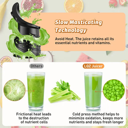 LQZ 350W Cold Press Juicer - 5.4" Wide Chute