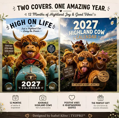 🔥Hot Sale Only￡8.99！✨🎁2027 Funny HighlandCows Wall Calendar |A4Hanging Calendar