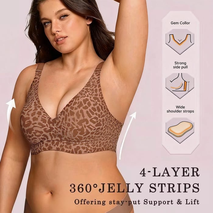 💖HOT SALE🎉Super Firming Wirefree Jelly Bra with Leopard Print 👍