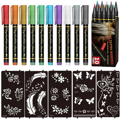 🔥Hot Sale 50% OFF🎨Perfect For Unique Body Art🔥Temporary Tattoo Markers for Skin