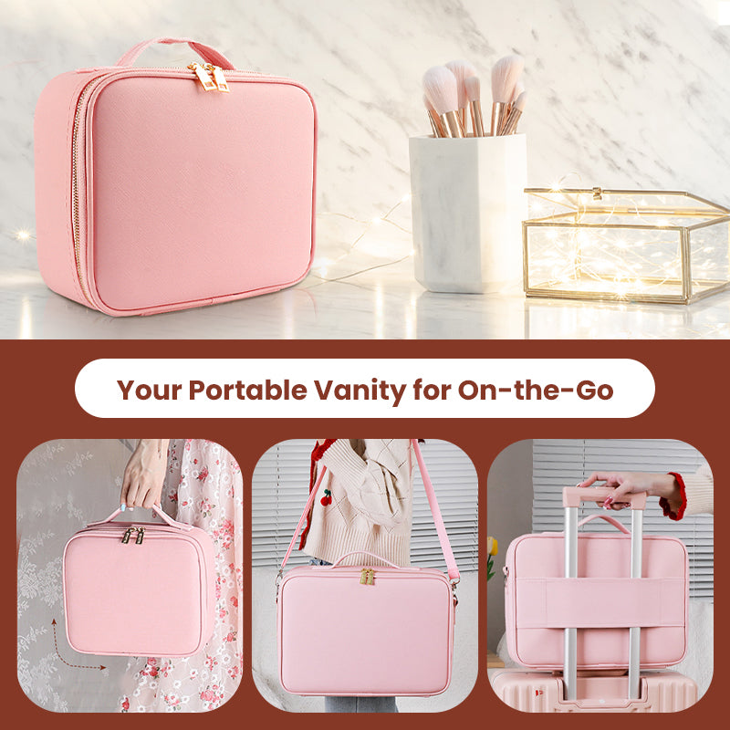 💄Flawless Makeup Anywhere – Portable LED Mirror Makeup Bag!✨