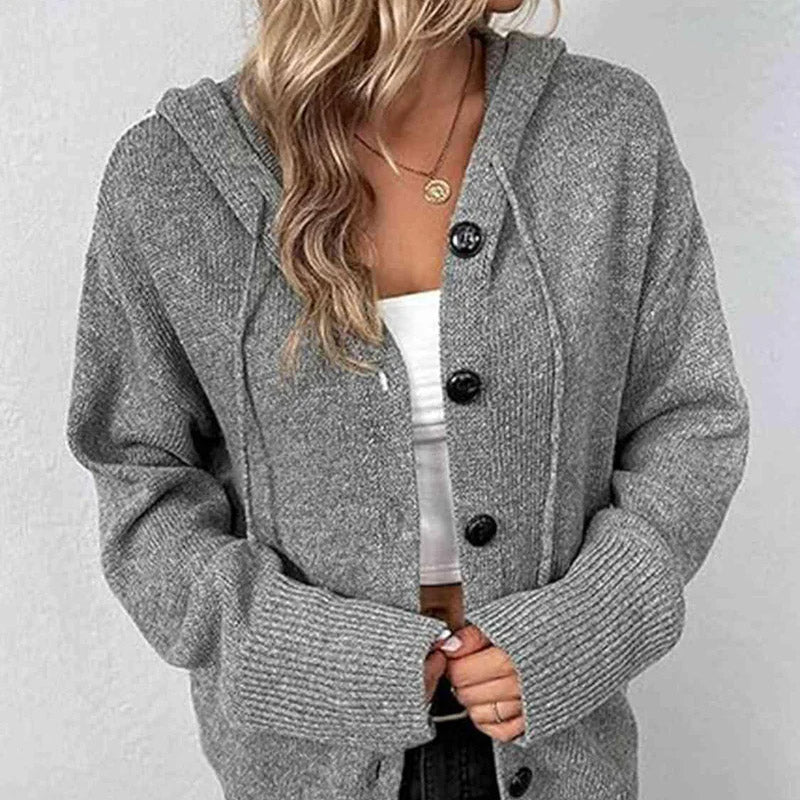 🏆LAST DAY SALE 50% OFF🔥Women's Autumn Knit Drawstring Hooded Coat