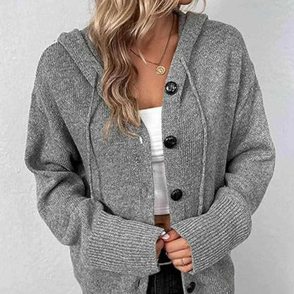 🏆LAST DAY SALE 50% OFF🔥Women's Autumn Knit Drawstring Hooded Coat