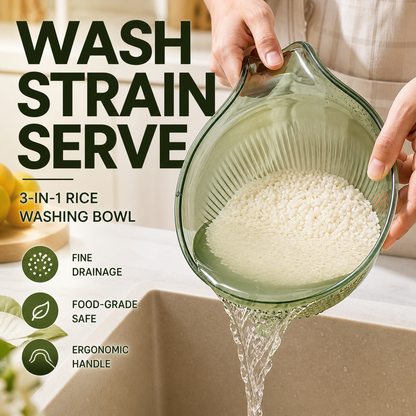 🥳HOT SALE🥳💞50K+ SOLD! Rice Washing Bowl – From £7.99! Dual-function, fine mesh & ergonomic handle. Washes & drains perfectly – grab yours! ✅
