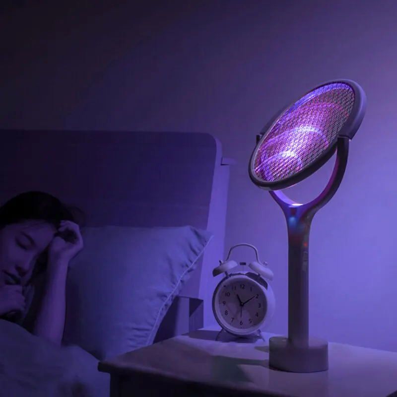2 in 1 Electric Mosquito Swatter & Bug Zapper | USB Rechargeable 3000V Fly Killer with Strong Light & Safety Protection Net, Child & Pet Friendly for Home, Garden, Camping
