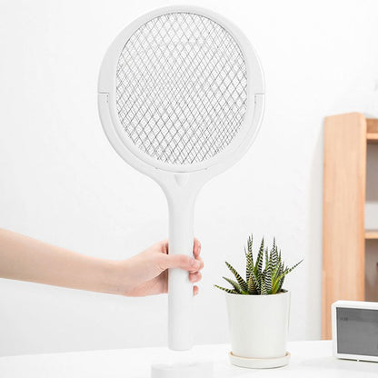 2 in 1 Electric Mosquito Swatter & Bug Zapper | USB Rechargeable 3000V Fly Killer with Strong Light & Safety Protection Net, Child & Pet Friendly for Home, Garden, Camping