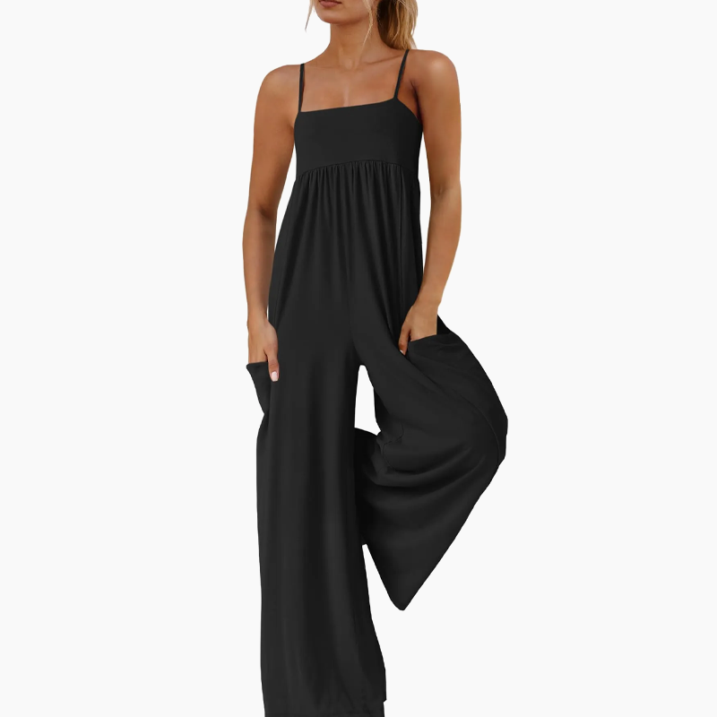 Beach Casual Strappy Backless Wide-Leg Jumpsuit
