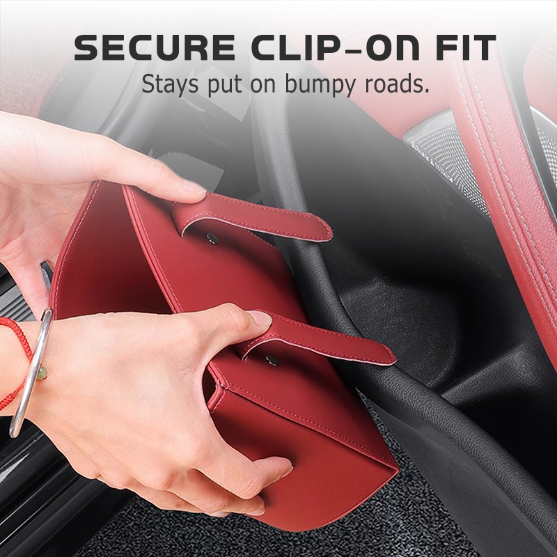 🚗50% OFF HOT SALE✨Universal PU Leather Car Door Cup Holder, Clip‑On Wide‑Mouth Car Storage Organizer for Drinks, Umbrella, Phone, Multi‑Purpose Car Interior Accessory