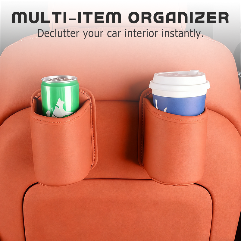 🚗50% OFF HOT SALE✨Universal PU Leather Car Door Cup Holder, Clip‑On Wide‑Mouth Car Storage Organizer for Drinks, Umbrella, Phone, Multi‑Purpose Car Interior Accessory