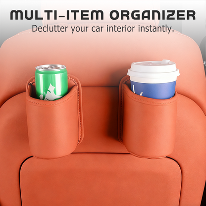 🚗50% OFF HOT SALE✨Universal PU Leather Car Door Cup Holder, Clip‑On Wide‑Mouth Car Storage Organizer for Drinks, Umbrella, Phone, Multi‑Purpose Car Interior Accessory