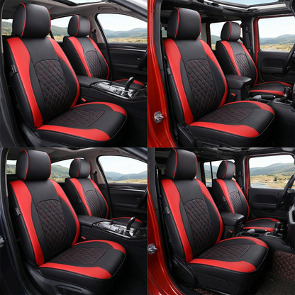 🚗50% OFF LIMITED TIME! 9-Piece Universal Fit PU Leather Car Seat Covers Set, Quilted Diamond Stitch Full Seat Protector, Breathable Wear-Resistant Auto Seat Cushion for Most Sedans SUVs
