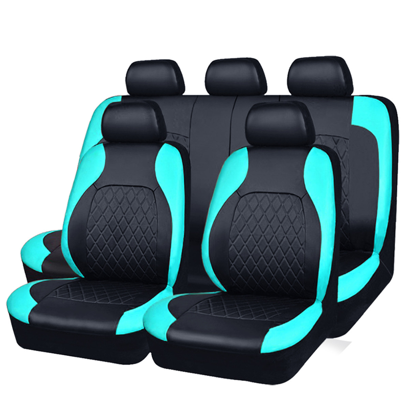 🚗50% OFF LIMITED TIME! 9-Piece Universal Fit PU Leather Car Seat Covers Set, Quilted Diamond Stitch Full Seat Protector, Breathable Wear-Resistant Auto Seat Cushion for Most Sedans SUVs