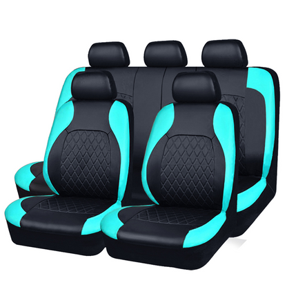 🚗50% OFF LIMITED TIME! 9-Piece Universal Fit PU Leather Car Seat Covers Set, Quilted Diamond Stitch Full Seat Protector, Breathable Wear-Resistant Auto Seat Cushion for Most Sedans SUVs