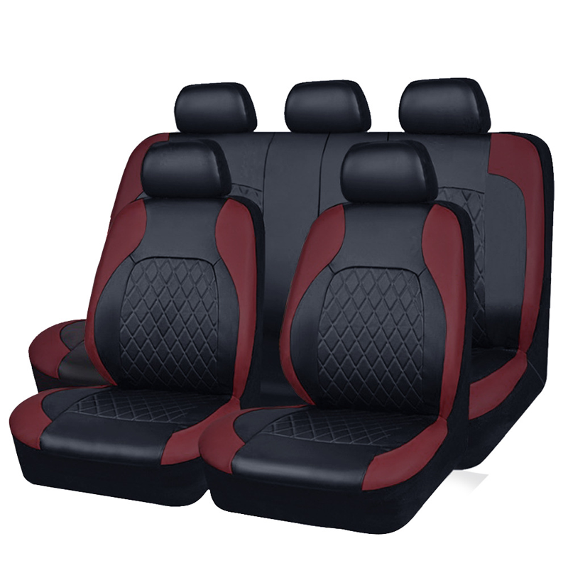 🚗50% OFF LIMITED TIME! 9-Piece Universal Fit PU Leather Car Seat Covers Set, Quilted Diamond Stitch Full Seat Protector, Breathable Wear-Resistant Auto Seat Cushion for Most Sedans SUVs