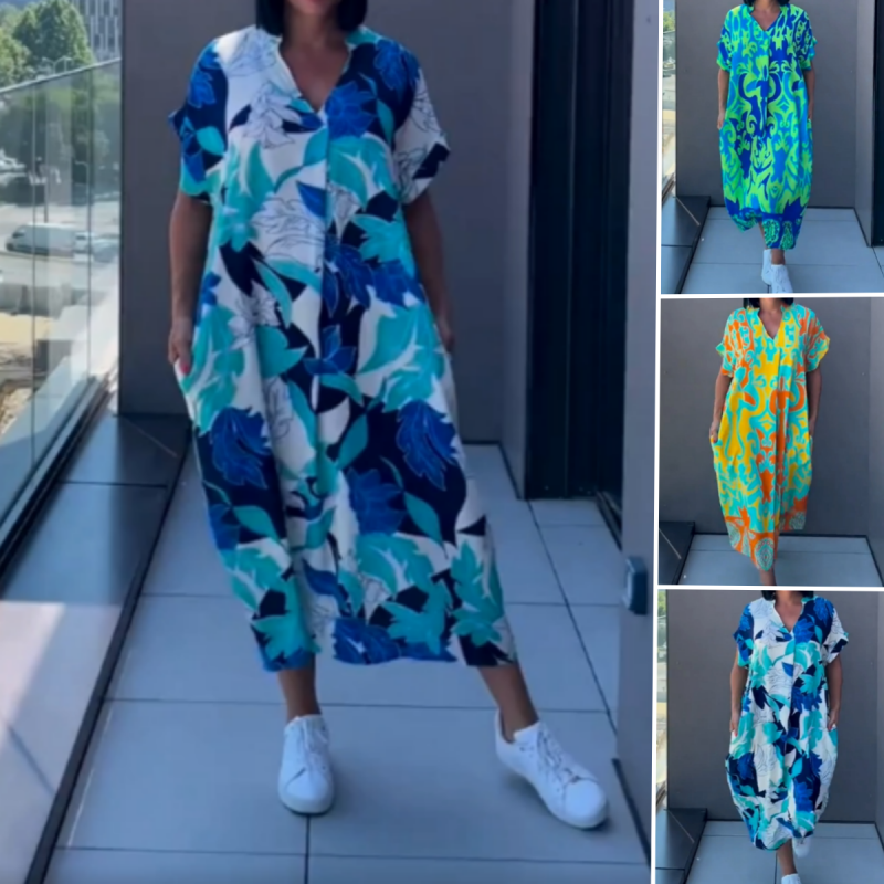 🌸 50% OFF NOW! 🌸Women's Casual Elegant Printed V-Neck Dress