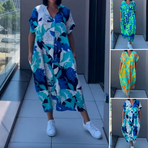 🌸 50% OFF NOW! 🌸Women's Casual Elegant Printed V-Neck Dress